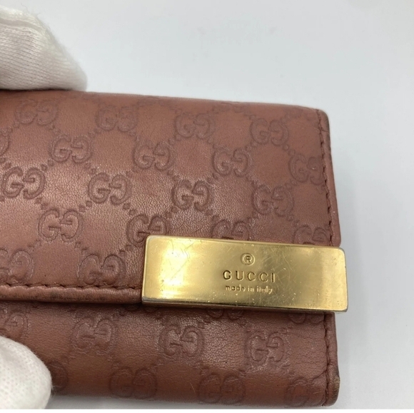 🔹️Gucci 🔹️Key case holder GG Brown Cow Leather micro Guccissi - Picture 12 of 13